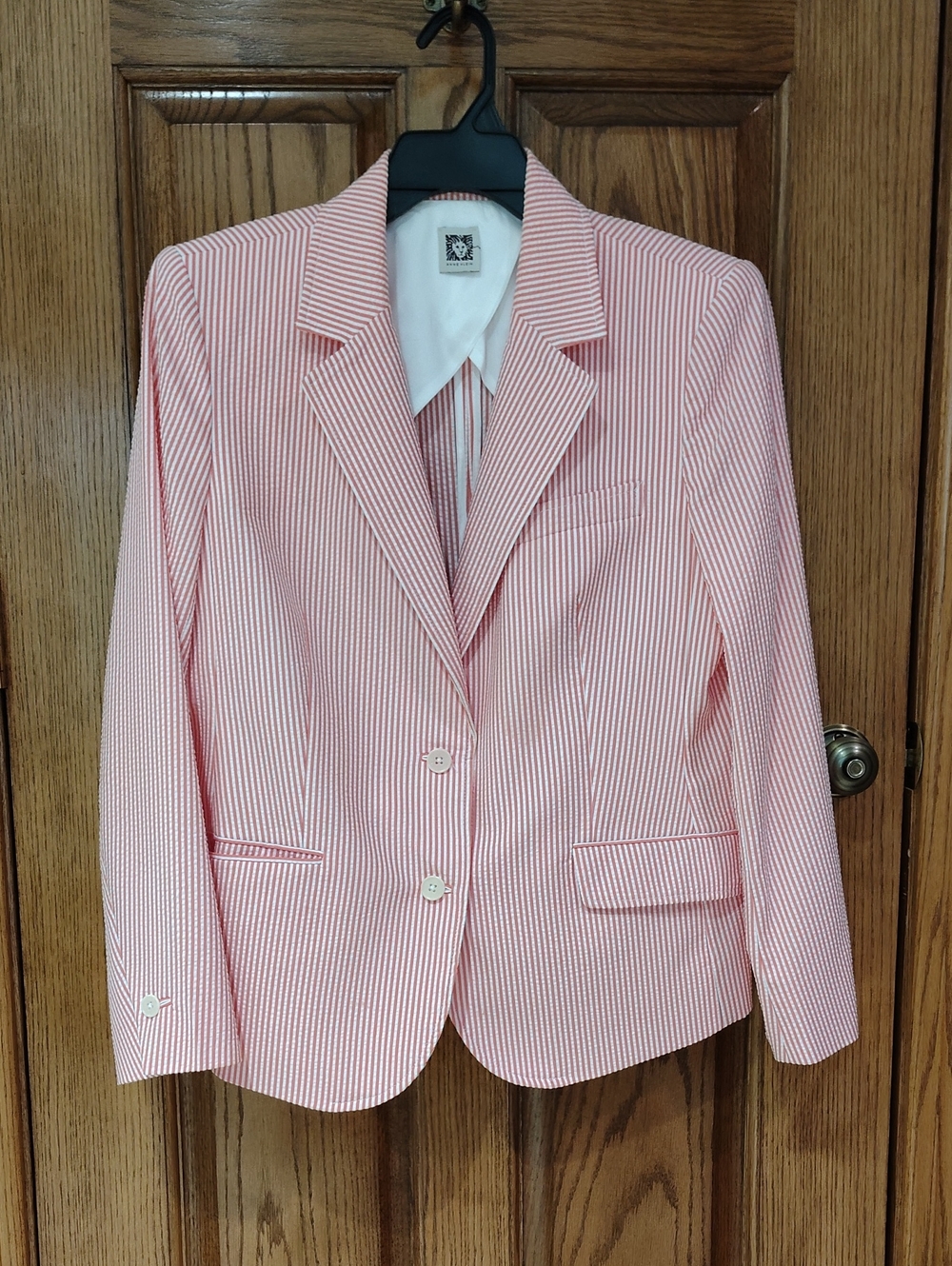 Women's Classic Orange & White Striped Ann Klein Jacket 10-12
